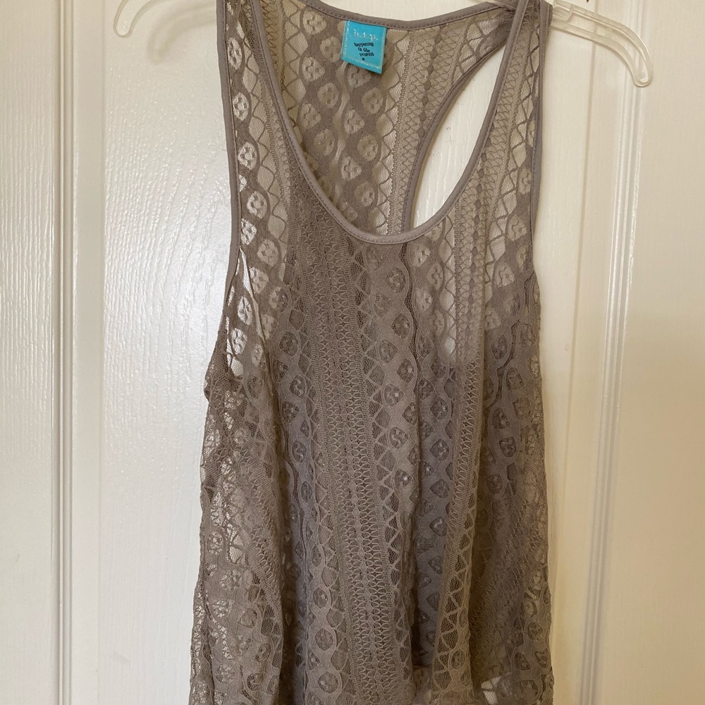 Light gray lace tank top (small)